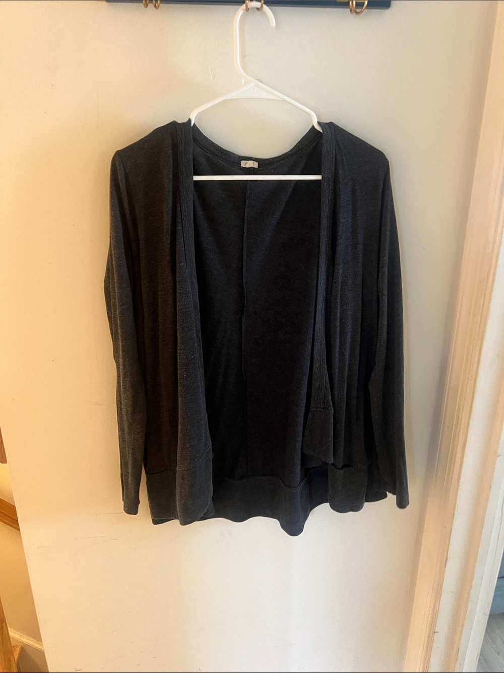 J. Crew Open-Front Charcoal Gray Cardigan